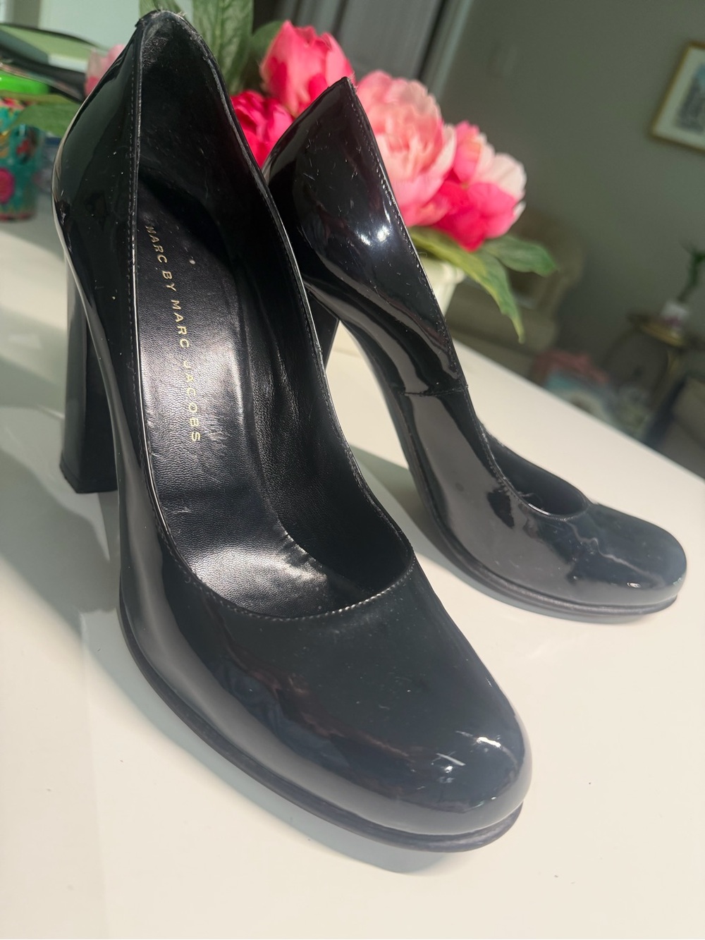 Marc by Marc Jacobs Black Patent Platform Block Heels